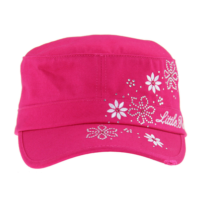 Cappello militare di cotone rosso al 100% con ricamo personalizzato e cristallo sul davanti e sul picco superiore