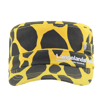 Unisex cappello militare giallo e nero di cotone cappello per cadetti stampato su misura