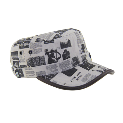 Cappello di tela militare pre-curvabile con legame in cuoio PU