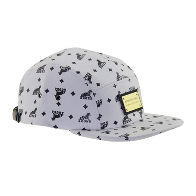 Cappello da campo stampato in PU 5 con logo metallo e cintura in pelle