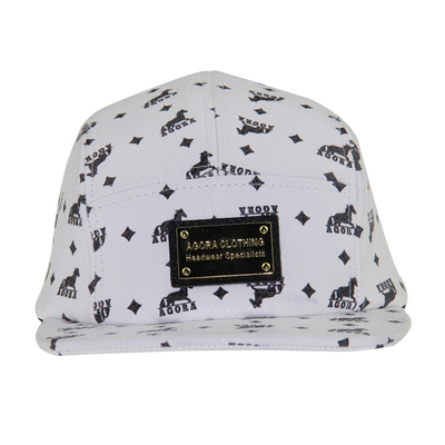 Cappello da campo stampato in PU 5 con logo metallo e cintura in pelle