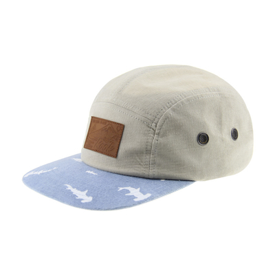Cappello a cappello di corduroy con picco piatto e cinghia di pelle