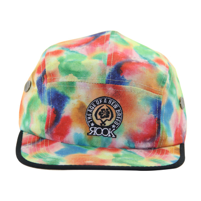Stampa a colori di cravatta personalizzata con 5 pannelli di cappelli da campo per donne di moda