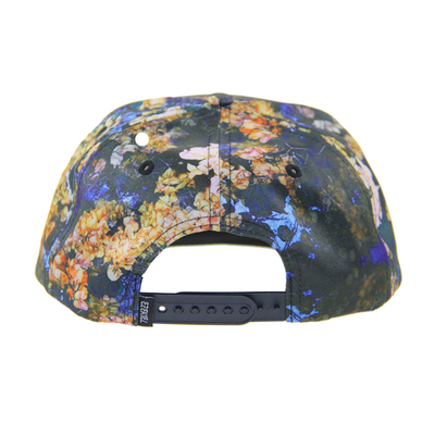 100% poliestere 7 pannello Snapback Cappello da Campeggio personalizzato Con Logo di Patch di Cuoio Sul Fronte