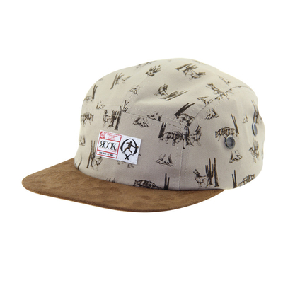 Cappelli da campo suede peak 5 con corona di stampa in sublimazione e cinghia in pelle