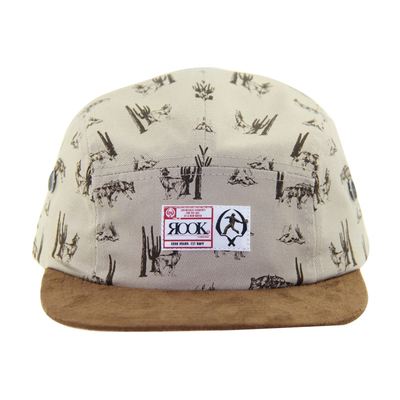 Cappelli da campo suede peak 5 con corona di stampa in sublimazione e cinghia in pelle