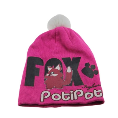 Confortevoli cappelli da cappello acrilico stampati su misura Cappelli da cappello Pom Pom On Top