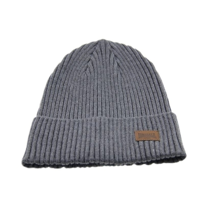 Cappello da cappello a maglia grigio personalizzabile con patch in pelle