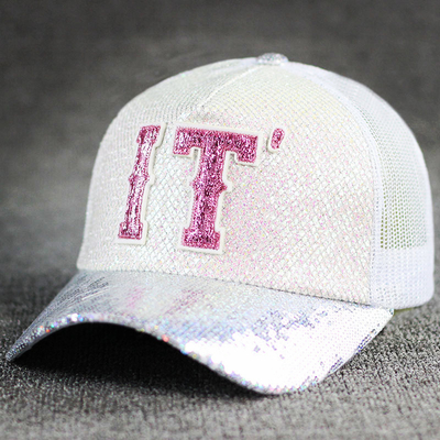 Comfort per tutto il giorno 5 pannelli Mesh Trucker Hat Sequin Trucker Hat regolabile
