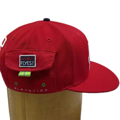 Cappelli da baseball a sei pannelli in lana con tasche di cerniera personalizzate sul lato