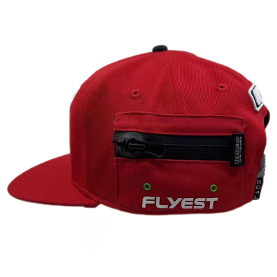 Cappelli da baseball a sei pannelli in lana con tasche di cerniera personalizzate sul lato