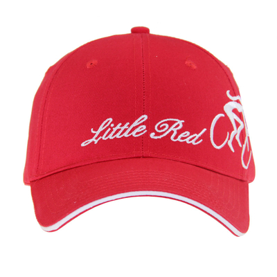 6 pannelli di cotone rosso ricamo cappelli da baseball, cappelli unisex a basso profilo regolabili