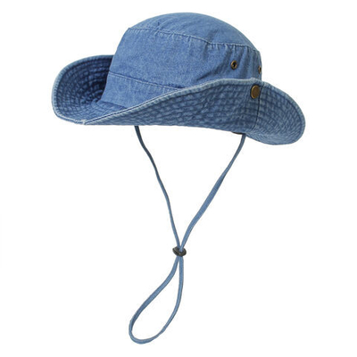 Unisex denim cappello da secchio di cotone lavato cappello da pescatore pieghevole protezione UV