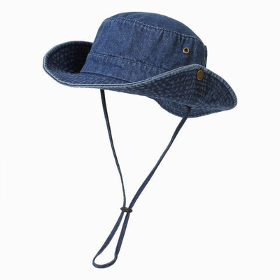 Unisex denim cappello da secchio di cotone lavato cappello da pescatore pieghevole protezione UV