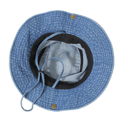 Unisex denim cappello da secchio di cotone lavato cappello da pescatore pieghevole protezione UV