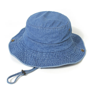 Unisex denim cappello da secchio di cotone lavato cappello da pescatore pieghevole protezione UV