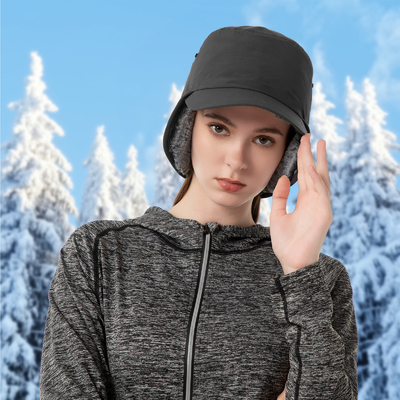 Uomini o donne Cappucci invernali Cappelli caldi con orecchini Cappello a rivestimento completo False Fur Cappuccio da baseball Cappuccio da caccia Cappuccio da caccia