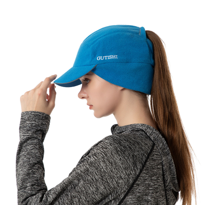 Cappello a coda di cavallo di lana per donne Cappello invernale riflettente con scalda orecchie