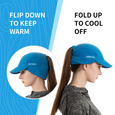 Cappello a coda di cavallo di lana per donne Cappello invernale riflettente con scalda orecchie