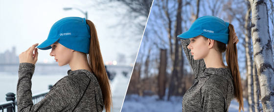 Cappello a coda di cavallo di lana per donne Cappello invernale riflettente con scalda orecchie