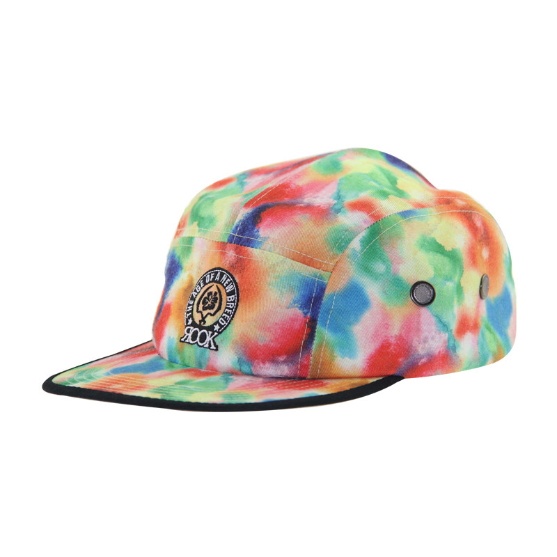 Stampa a colori di cravatta personalizzata con 5 pannelli di cappelli da campo per donne di moda