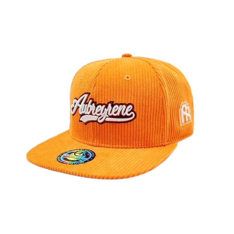 Unisex Constructed 6 Panel Snapback Cappello Corduroy Flat Peak Mid Profile Snapback