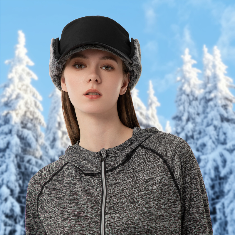 Uomini o donne Cappucci invernali Cappelli caldi con orecchini Cappello a rivestimento completo False Fur Cappuccio da baseball Cappuccio da caccia Cappuccio da caccia